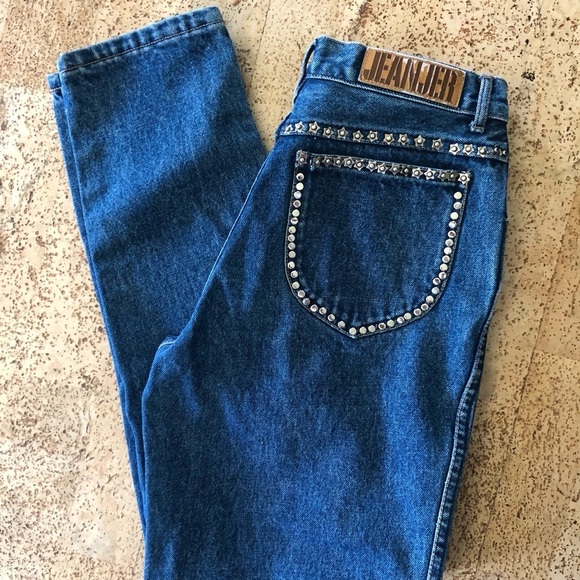 JEANJER Vintage Y2K 80’s Bedazzled High Waist Mom Jeans 9/10 Fits Sz 4 - Picture 7 of 10